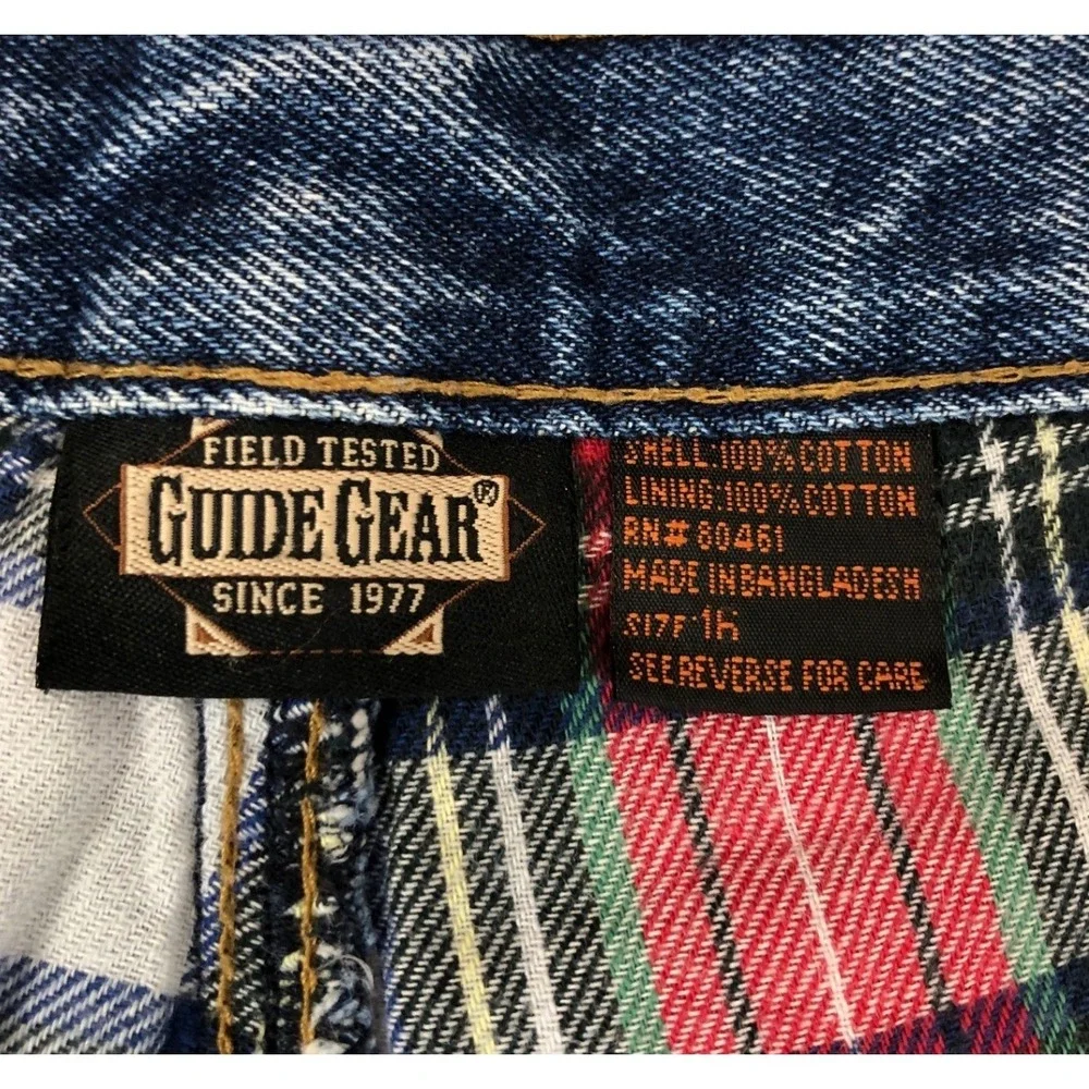 Guide Gear Womens Flannel Lined Denim Jeans 16 Blue Medium Wash Plaid Lining